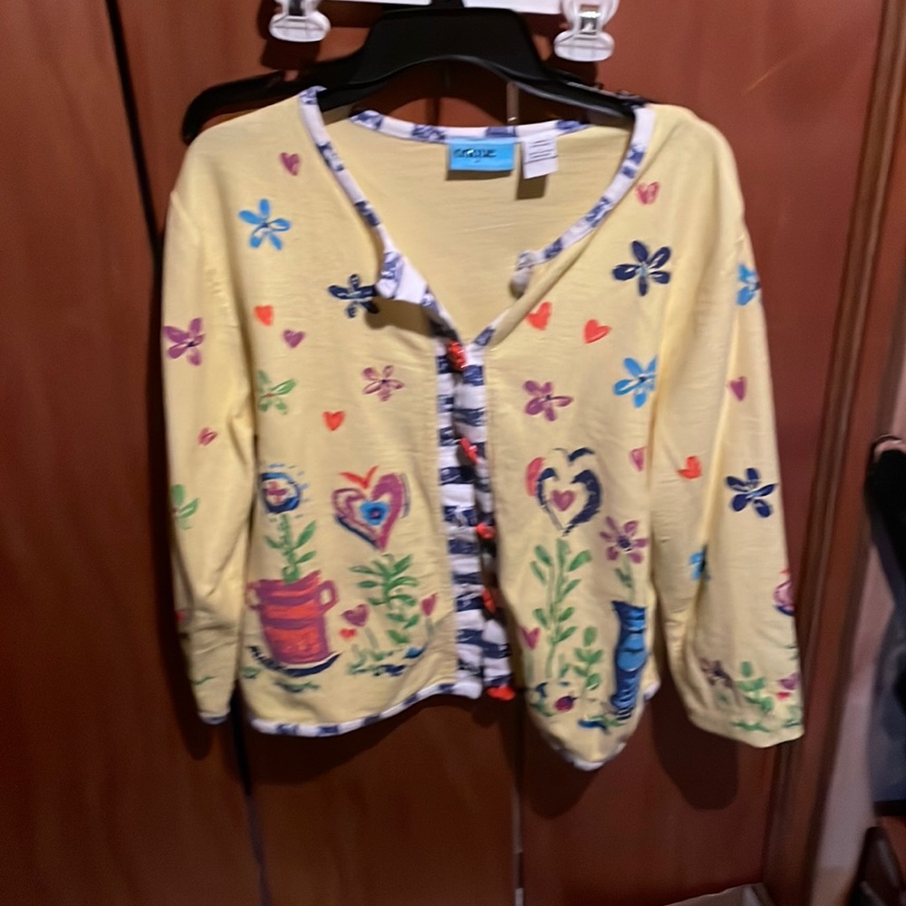 Yellow painted cardigan